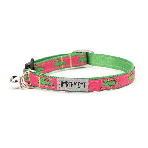 The Worthy Dog Alligators Pink Cat Collar