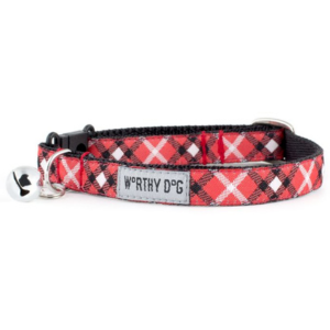 The Worthy Dog Bias Plaid Red Cat Collar - Mutts & Co.