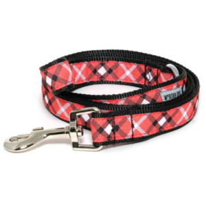 The Worthy Dog Bias Plaid Red Dog Lead - Mutts & Co.