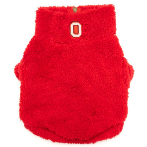 The Worthy Dog OSU Block O Quarter Zip Pullover Wubby Fleece Dog Jacket Red