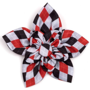 The Worthy Dog Ohio State Preppy Argyle Flower Dog Collar Accessory - Mutts & Co.