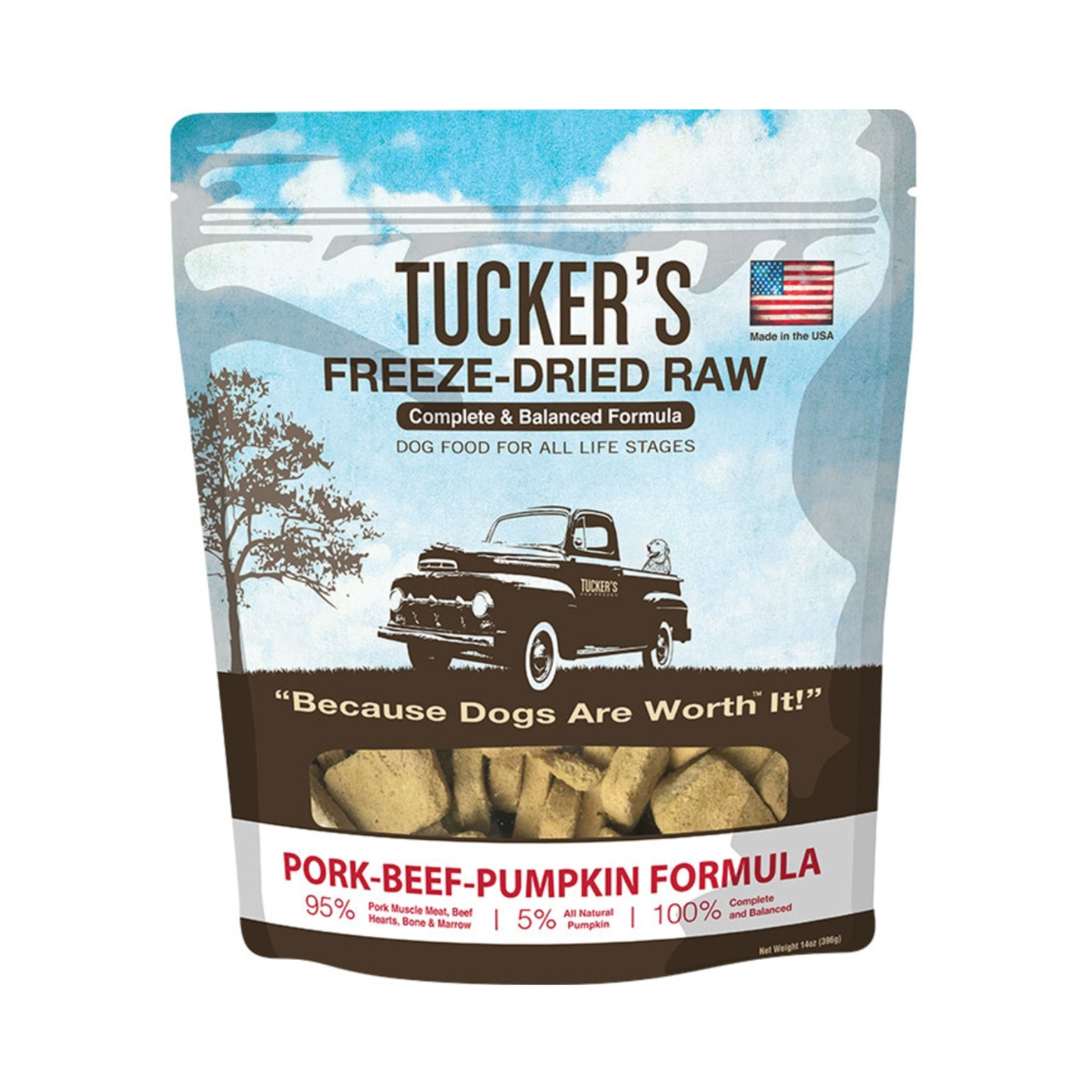 Tucker's Freeze Dried Dog Food Pork, Beef, & Pumpkin Formula 14 oz
