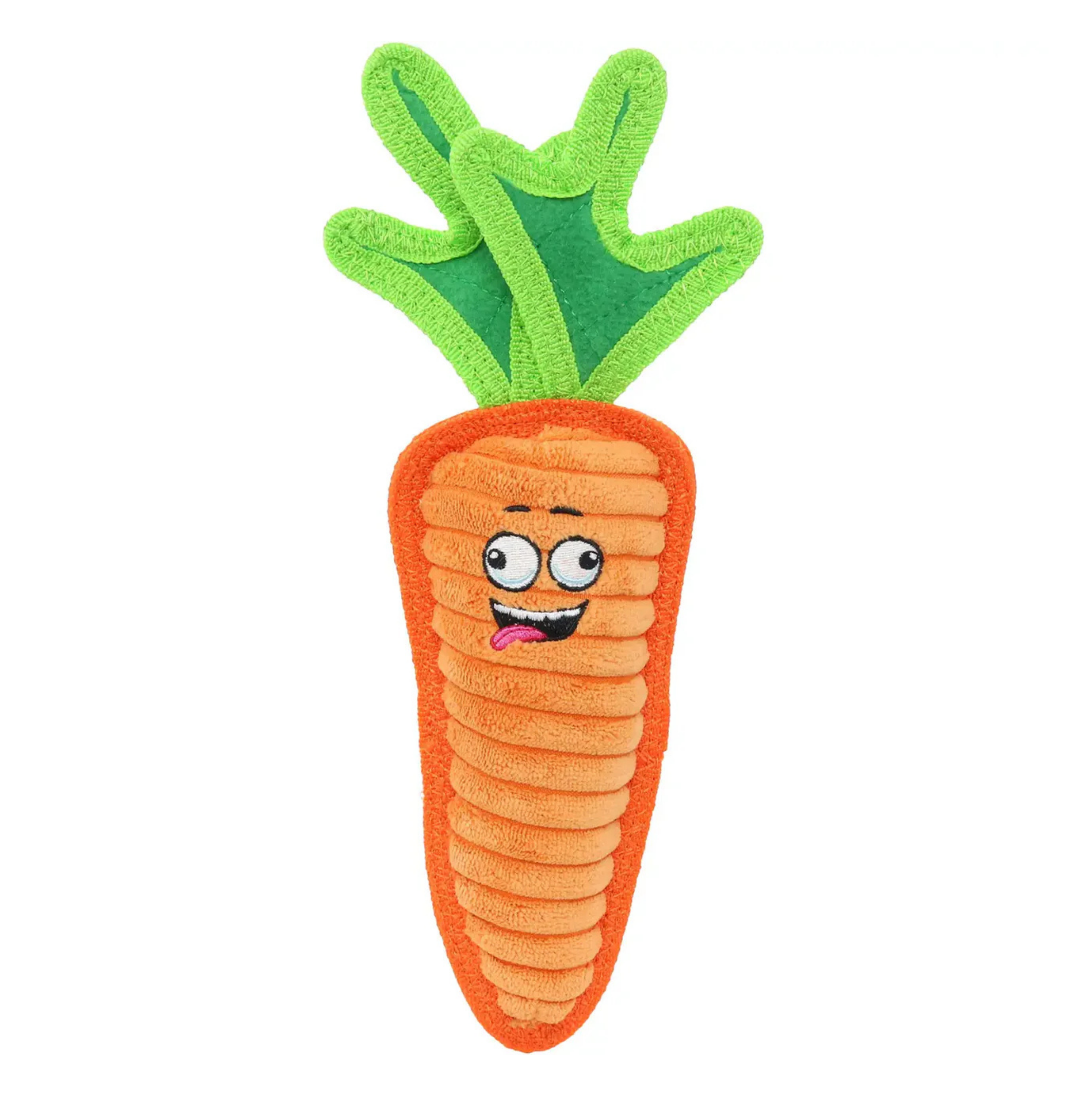 VIP Tuffy's Funny Food Carrot Squeaky Plush Dog Toy, Orange