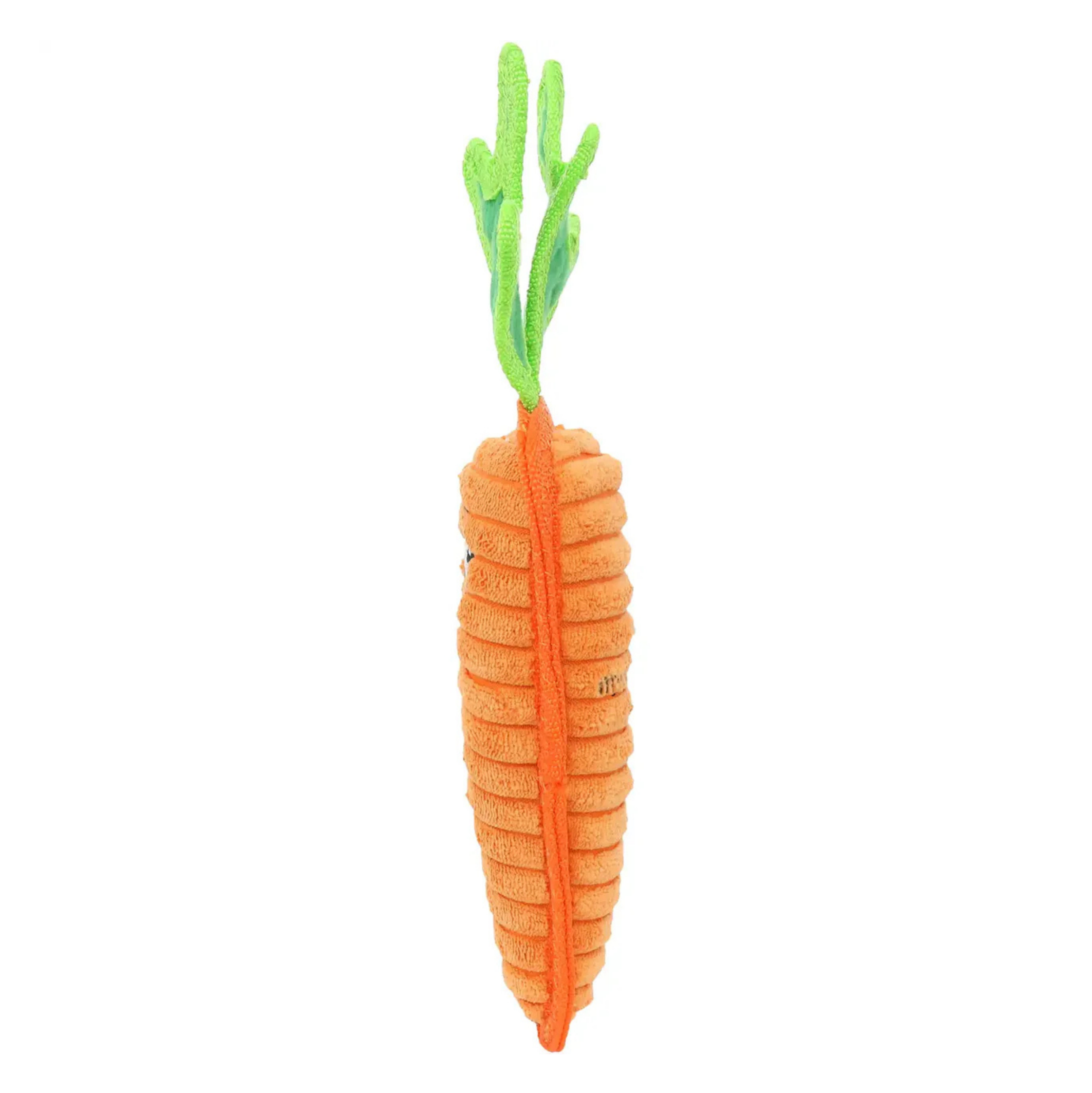 VIP Tuffy's Funny Food Carrot Squeaky Plush Dog Toy, Orange