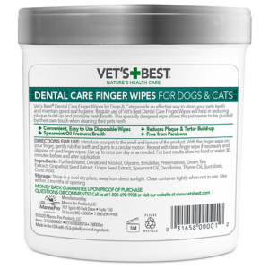 Vet s Best Dental Care Finger Wipes for Dogs Cats