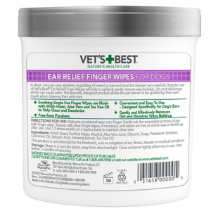 Vet's Best Ear Finger Wipes for Dogs & Cats 50 count - Mutts & Co.