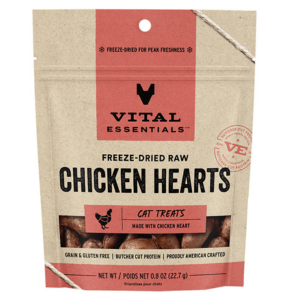 Vital Essentials Freeze-Dried Chicken Hearts Cat Treats .8 oz - Mutts & Co.