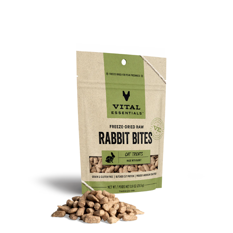 Vital Essentials Freeze-Dried Rabbit Bites Cat Treats .9oz - Mutts & Co.