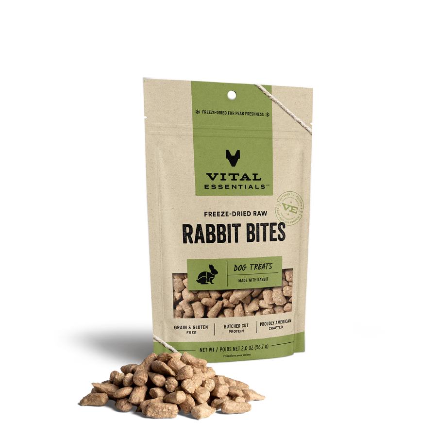 Vital Essentials Freeze-Dried Rabbit Bites Dog Treats 2oz (NEW)