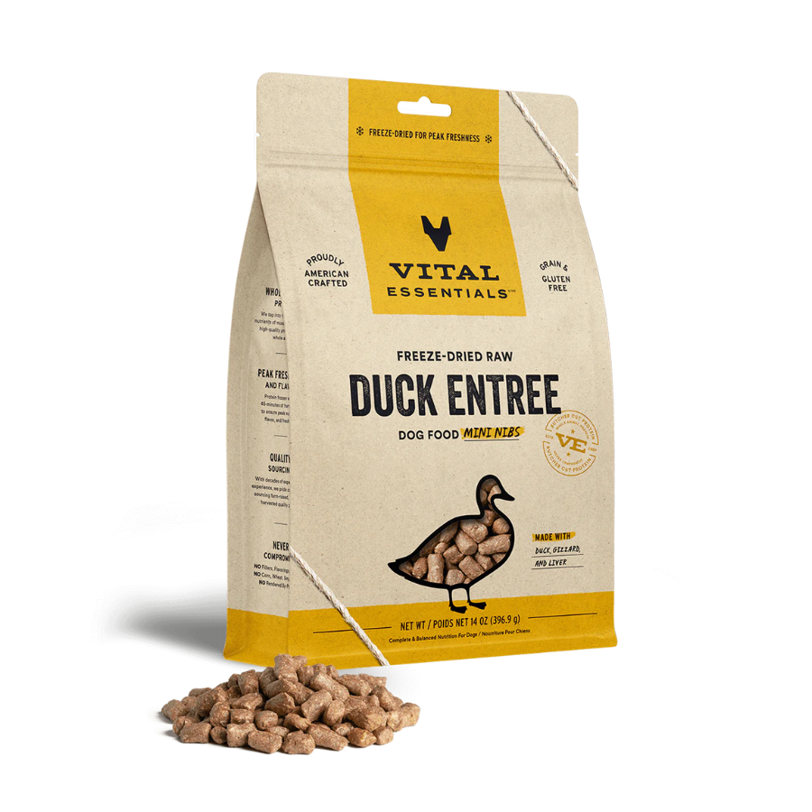 Vital Essentials Mini Nibs Duck Entree Freeze-Dried Dog Food - Mutts & Co.