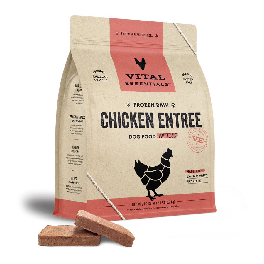 Vital Essentials Raw Frozen Chicken Patties Dog Food - Mutts & Co.