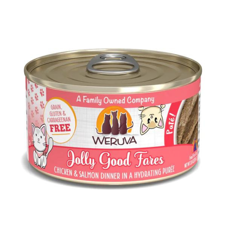 Weruva Classics Pate's Jolly Good Fares Chicken & Salmon Recipe in Hydrating Puree Canned Cat Food - Mutts & Co.