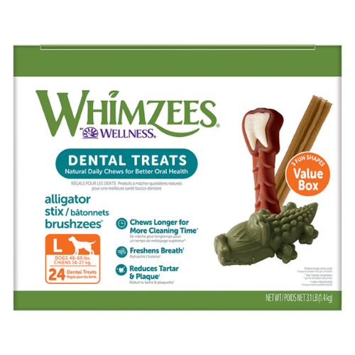 Whimzees Brushzees Dental Chews Natural Grain-Free Dental Dog Treats Value Box