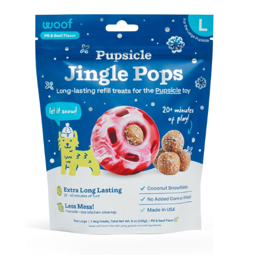Woof Pet Jingle Bell Peanut Butter & Beef Pupsicle Pops Dog Treat