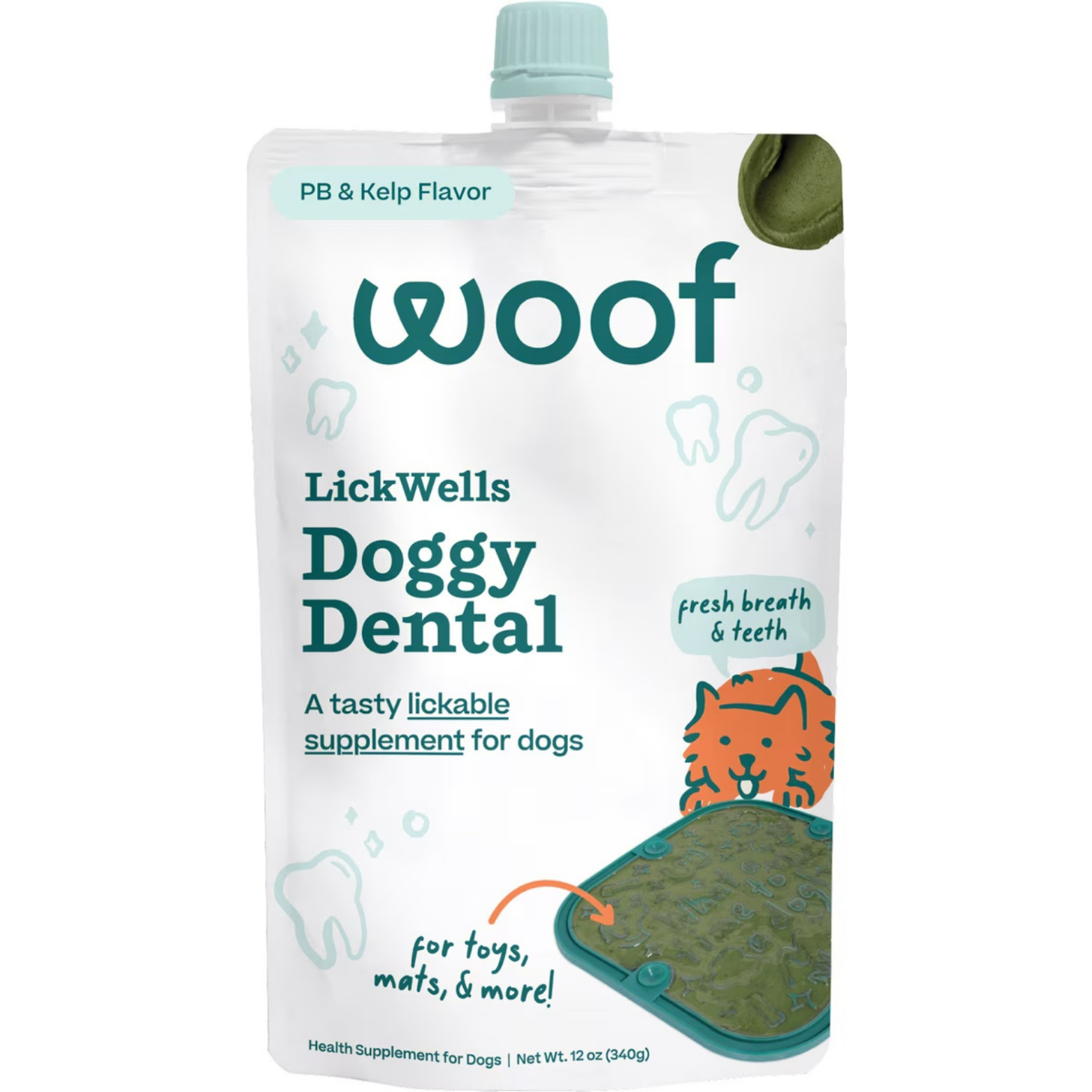Woof Pet Lickwells Doggy Dental Lickable Dog Treat, 12 oz