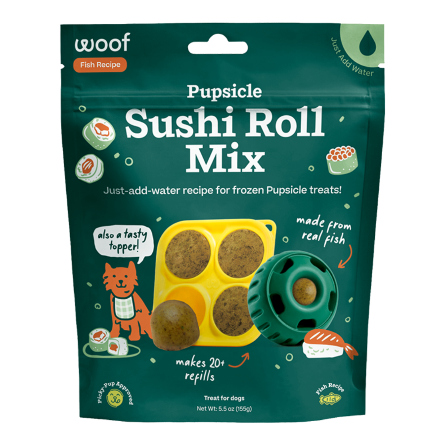 Woof Pet Treat Mix Sushi Roll Refills Dog Treat 5.5 oz