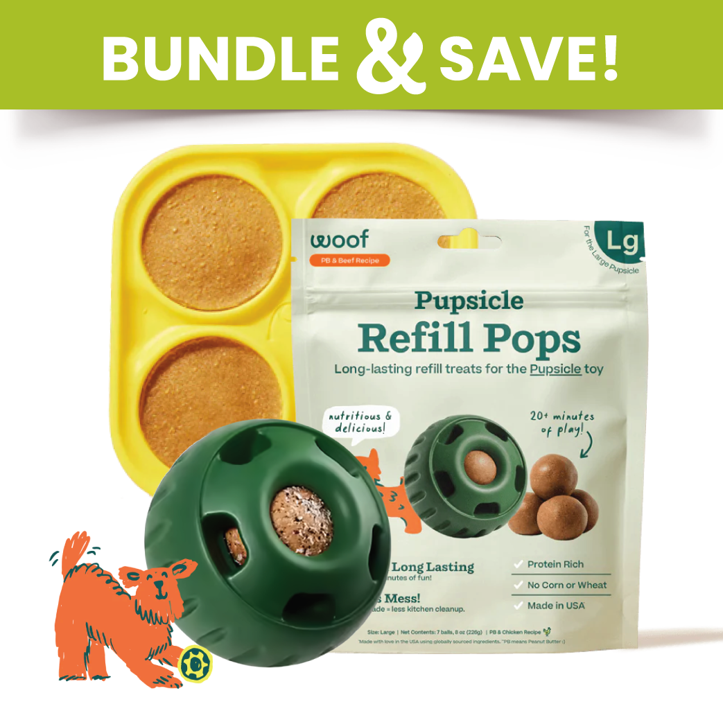 Woof Pupsicle Beef Enrichment Dog Toy and Treat Bundle Large
