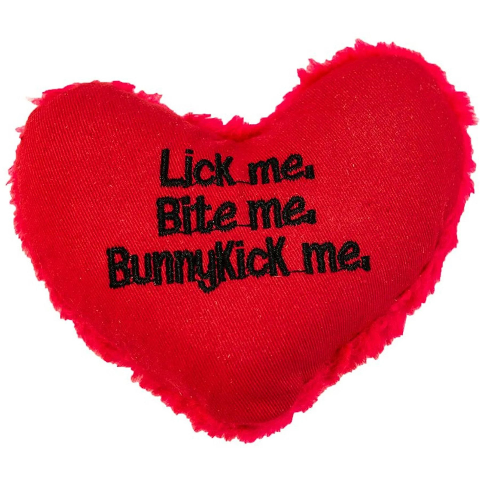 Yeowww! Hearrrt Attack Lick Me. Bite Me. Bunnykick Me. Catnip Filled Cat Toy