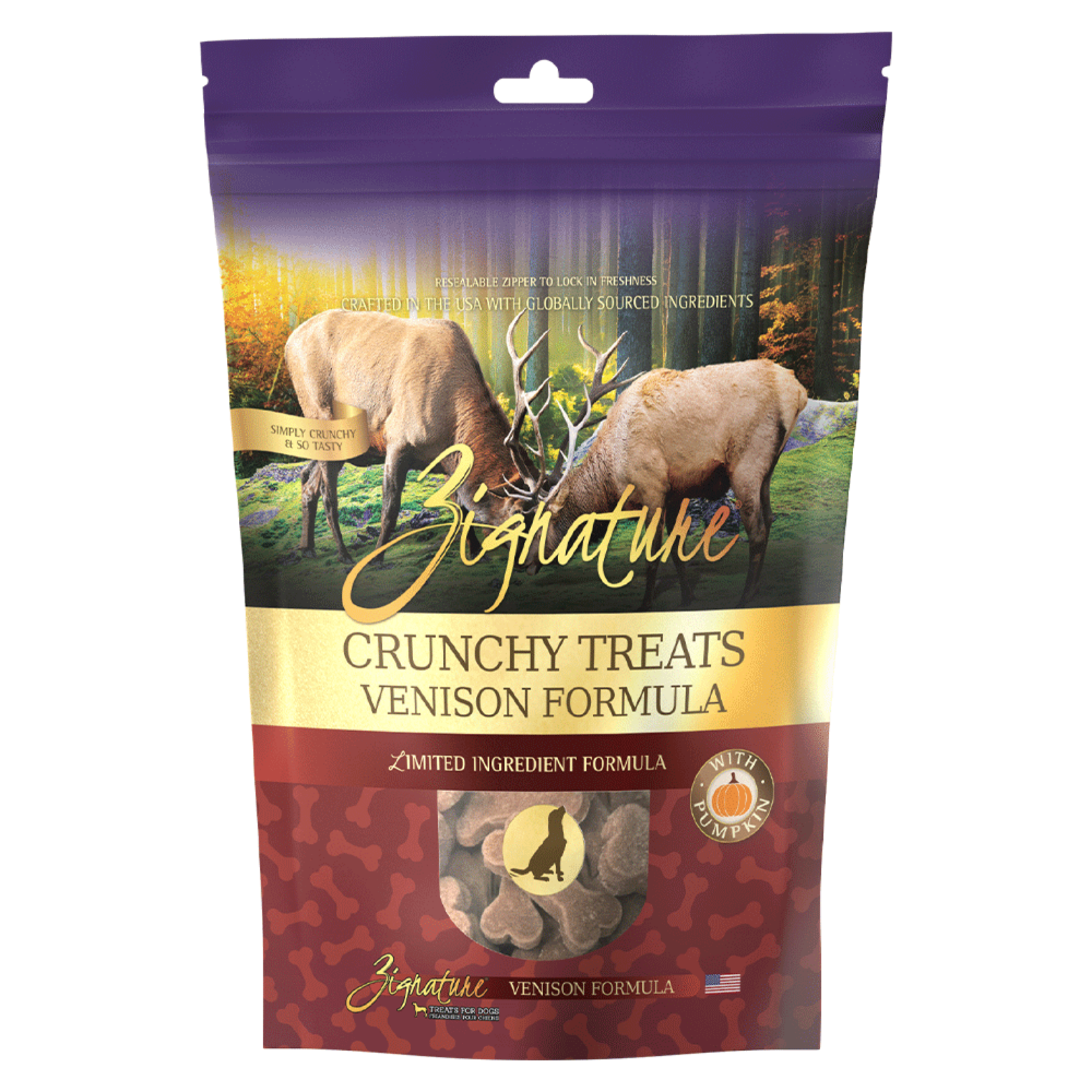 Zignature Ziggy Bars Venison Formula Crunchy Dog Treats 12oz