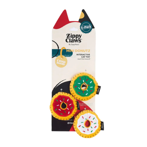 ZippyClaws Holiday Mini Donutz Cat Toy, 3pk