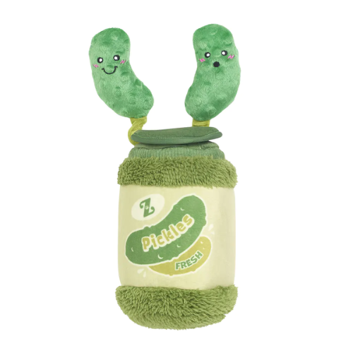 ZippyPaws Bungee Burrow Pickle Jar Plush Dog Toy
