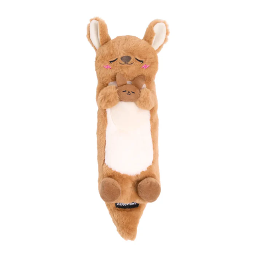 ZippyPaws Snooziez with Shhhqueaker Kangaroo Plush Dog Toy
