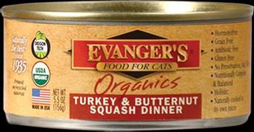 Evanger's Organic Turkey & Butternut Squash Dinner Cat Food, 5.5 oz - Mutts & Co.