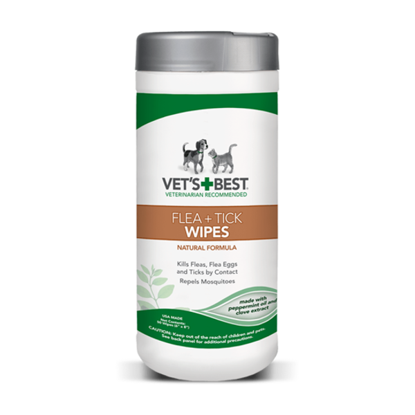 Vet's Best Flea + Tick Wipes for Dogs & Cats 50ct - Mutts & Co.