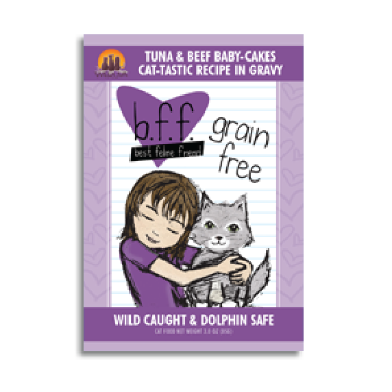 BFF OMG Tuna & Beef Baby Cakes Recipe in Gravy Cat Food Pouches 3oz - Mutts & Co.