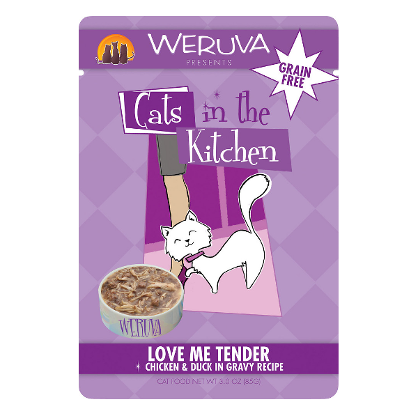 Weruva Cats in the Kitchen Love Me Tender Chicken & Duck in Gravy Recipe Cat Food Pouches 3oz - Mutts & Co.