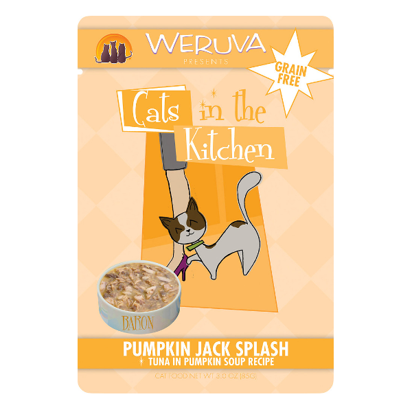 Weruva Cats in the Kitchen Pumpkin Jack Splash Tuna in Pumpkin Soup Recipe Cat Food Pouches 3oz - Mutts & Co.