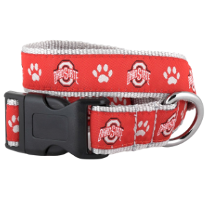The License House OSU Scarlet Athletic O Paw Print Dog Collar - Mutts & Co.
