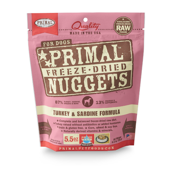 Primal Nuggets Turkey & Sardine Formula Freeze-Dried Dog Food - Mutts & Co.