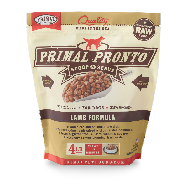 Primal Pronto Lamb Formula Raw Frozen Dog Food 4lb - Mutts & Co.