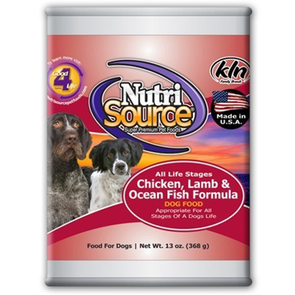 NutriSource Chicken, Lamb & Ocean Fish Formula Canned Dog Food 13-oz - Mutts & Co.