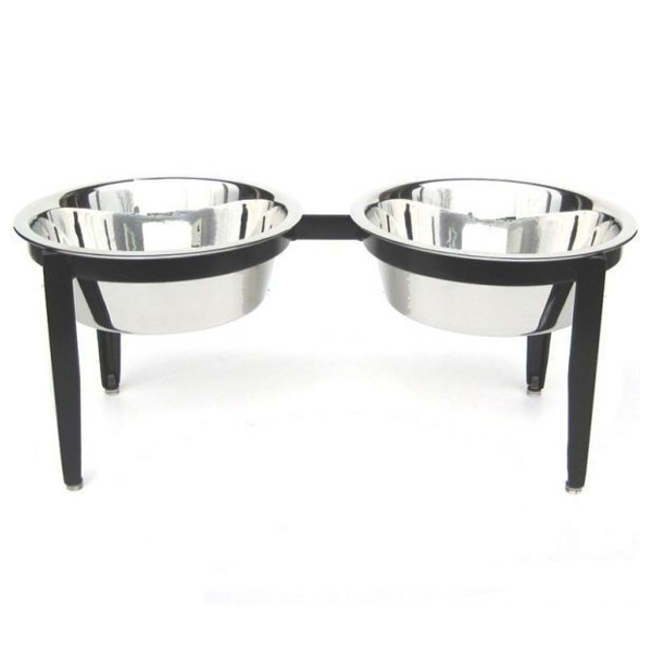 Pets Stop Vision Indoor/Outdoor Double Diner Pet Bowl Set Black - Mutts & Co.
