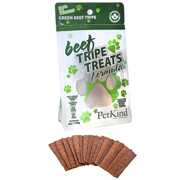 PetKind Grain-Free Green Beef Tripe Formula Dog & Cat Treats, 6-oz bag - Mutts & Co.