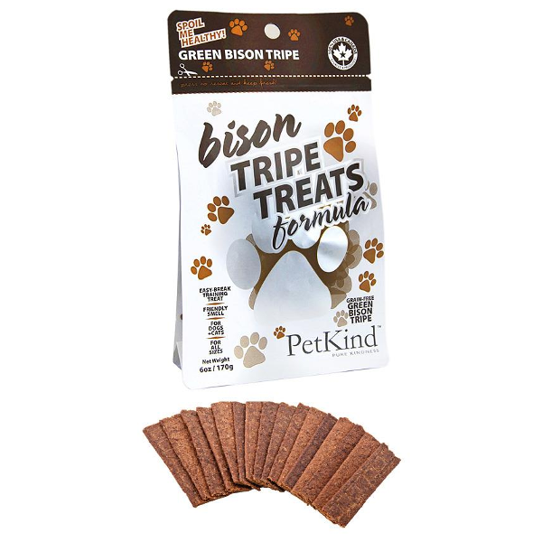 PetKind Grain-Free Green Bison Tripe Formula Dog & Cat Treats, 6-oz bag - Mutts & Co.