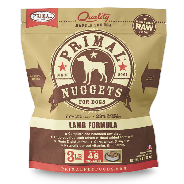 Primal Nuggets Lamb Formula Frozen Raw Dog Food 3 lbs - Mutts & Co.