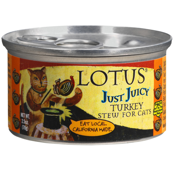 Lotus Just Juicy Turkey Stew Grain-Free Canned Cat Food, 2.5 oz - Mutts & Co.
