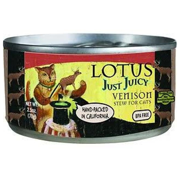 Lotus Just Juicy Venison Stew Grain-Free Canned Cat Food, 2.5 oz - Mutts & Co.