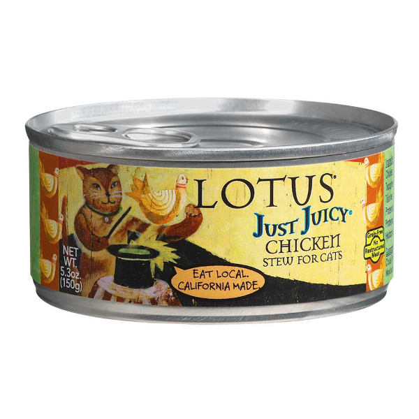 Lotus Just Juicy Chicken Stew Grain-Free Canned Cat Food, 2.5 oz - Mutts & Co.