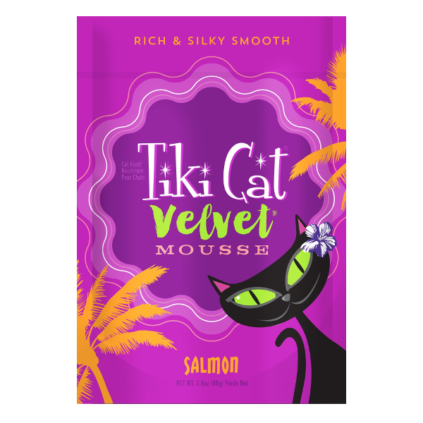 Tiki Cat Velvet Mousse Wild Salmon Wet Cat Food, 2.8-oz pouch - Mutts & Co.
