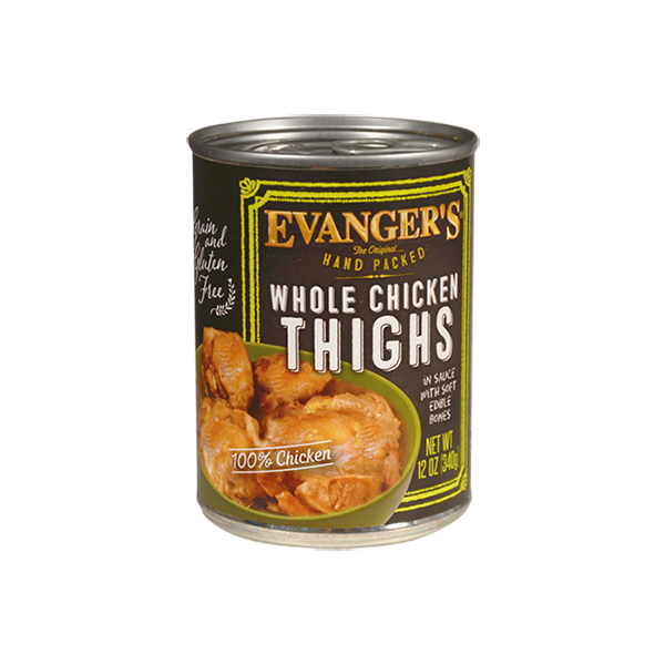 Evanger's Grain-Free Hand Packed Whole Chicken Thighs Canned Dog Food, 12-oz - Mutts & Co.