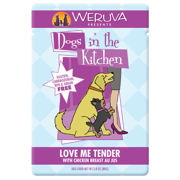 Weruva Dogs in the Kitchen Love Me Tender with Chicken Breast Au Jus Grain-Free Dog Food Pouches, 2.8-oz - Mutts & Co.