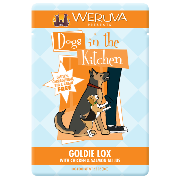 Weruva Dogs in the Kitchen Goldie Lox with Chicken & Wild Caught Salmon Au Jus Grain-Free Dog Food Pouches, 2.8-oz - Mutts & Co.