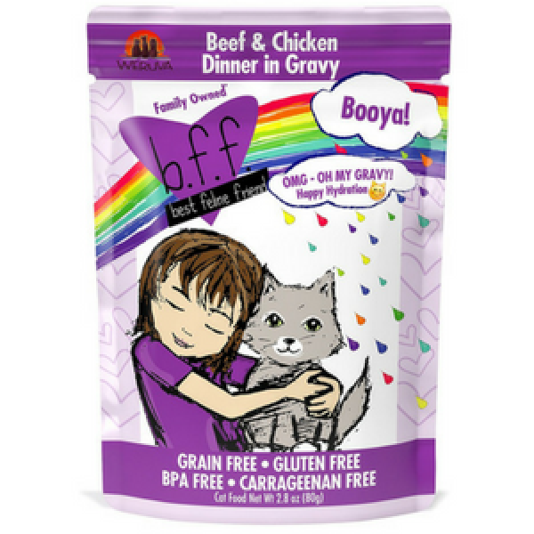 BFF OMG Booya! Beef & Chicken Dinner in Gravy Cat Food Pouches - Mutts & Co.