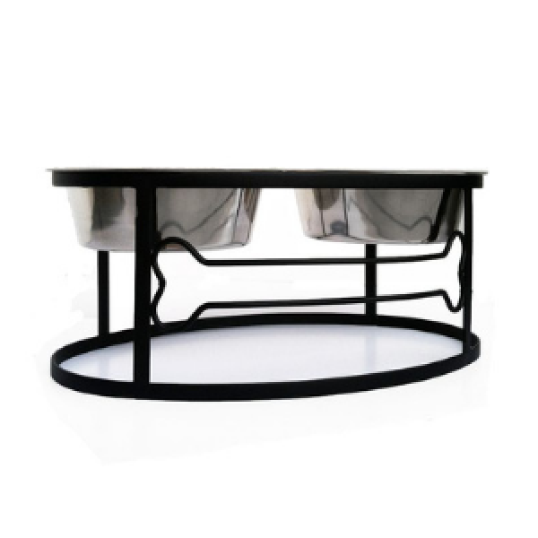 Pets Stop Bone Double Diner Raised Feeder Black - Mutts & Co.