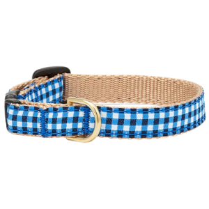 Up Country Navy Gingham Dog Collar - Mutts & Co.