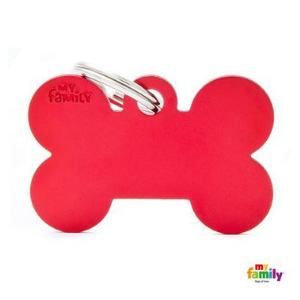 MyFamily Bone Tag Aluminum Red - Mutts & Co.